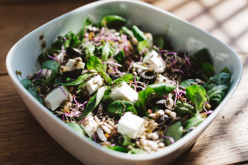 orzo salad with baby spinach and crumbled feta