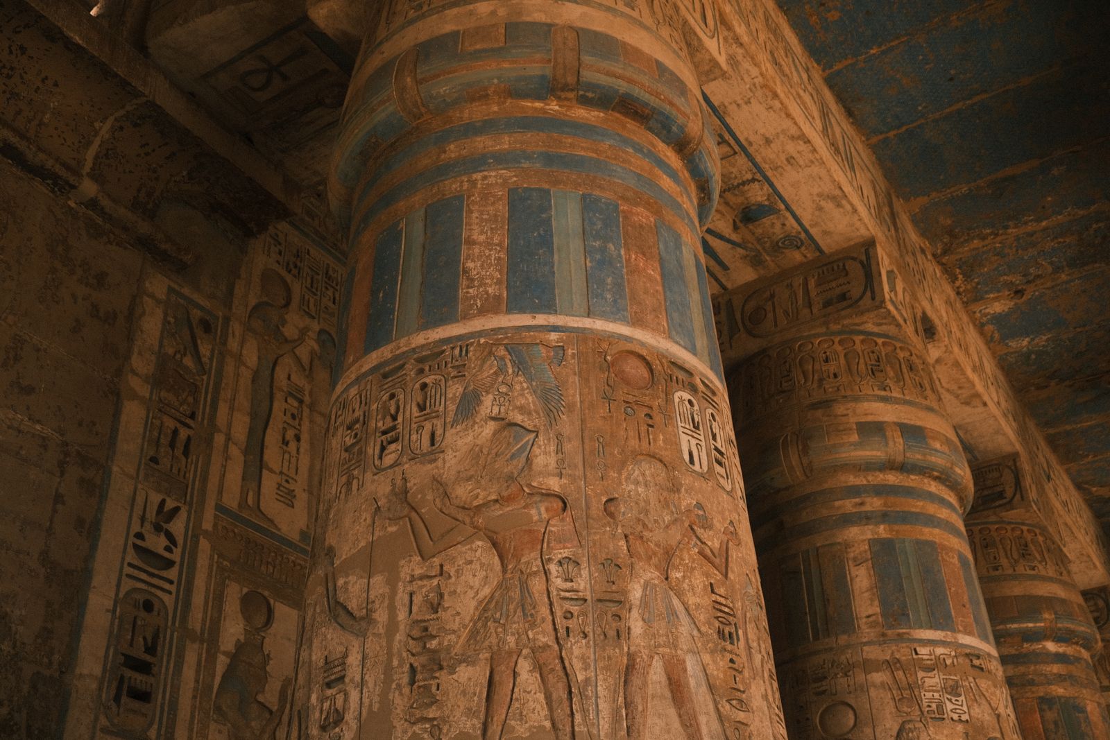 Painted columns inside the Karnak temple
