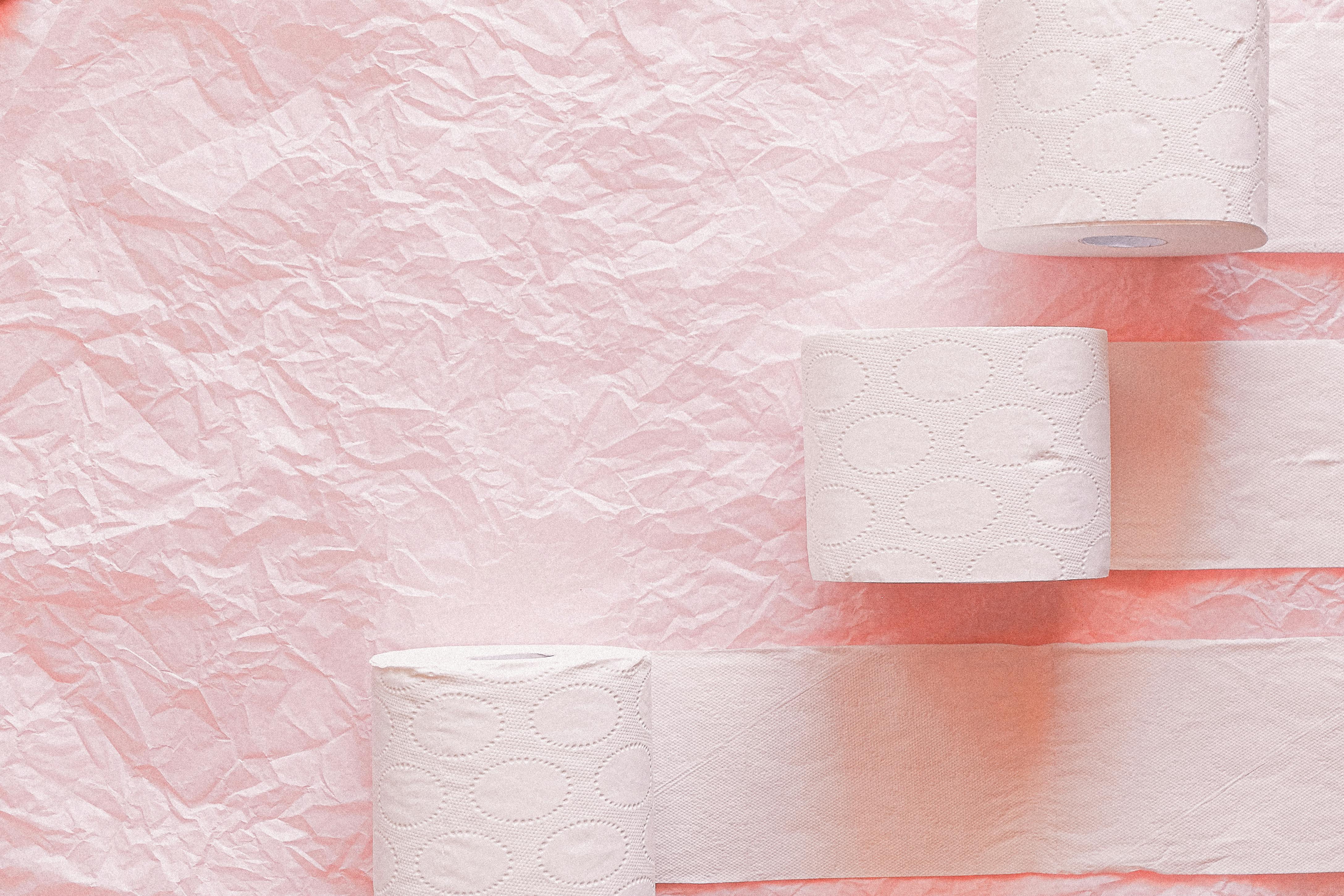 Pink toilet paper isolated on the white background, Stock image
