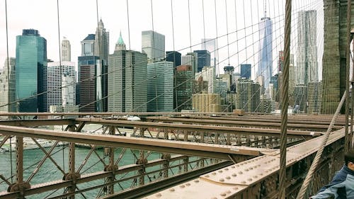 無料 ブルックリン橋、アメリカ合衆国 写真素材