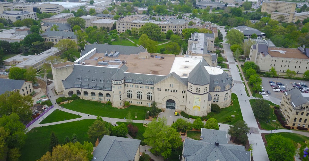 Free stock photo of aerial view, college, library