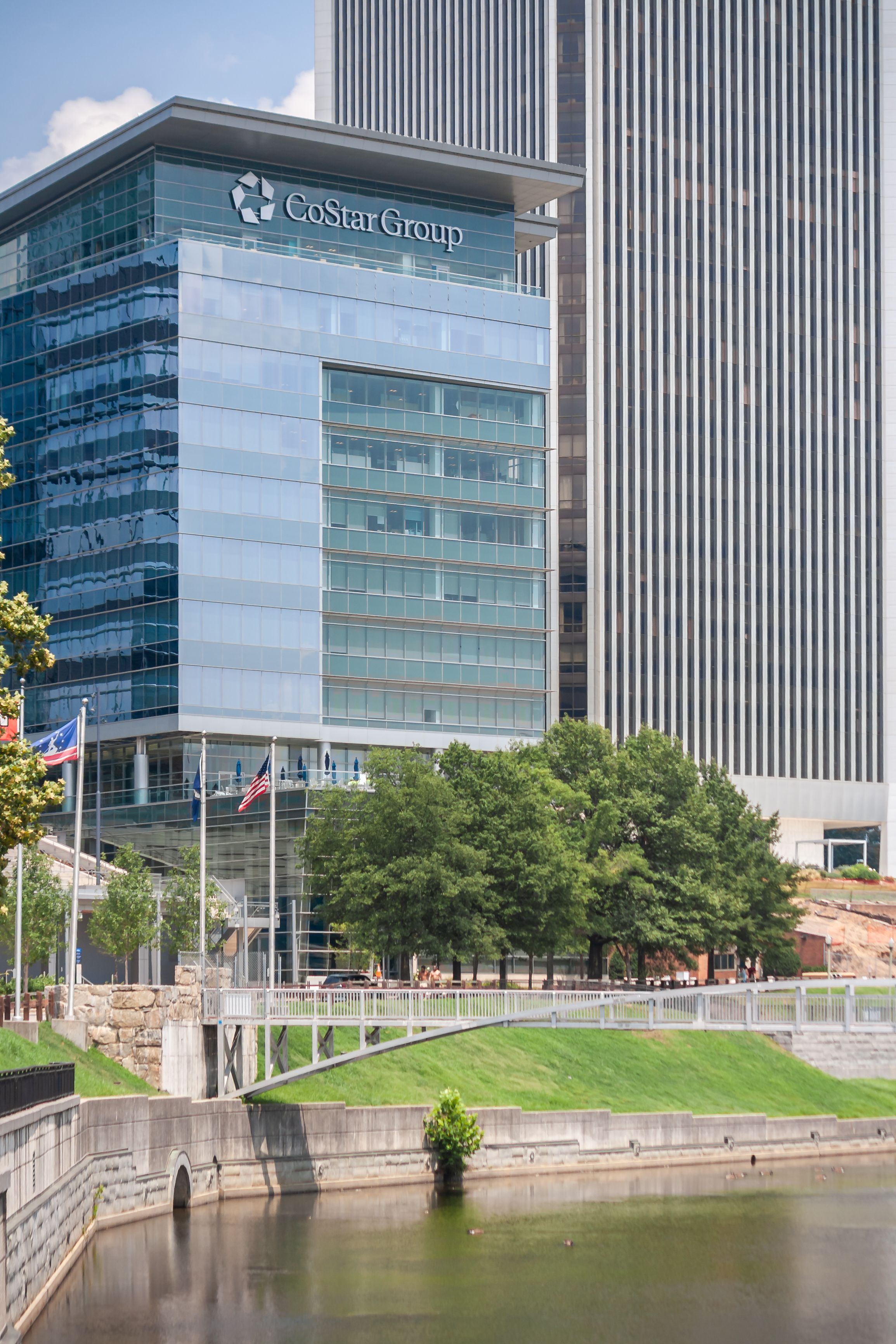 Contemporary office buildings in Richmond, Virginia, showcasing urban design and architecture.