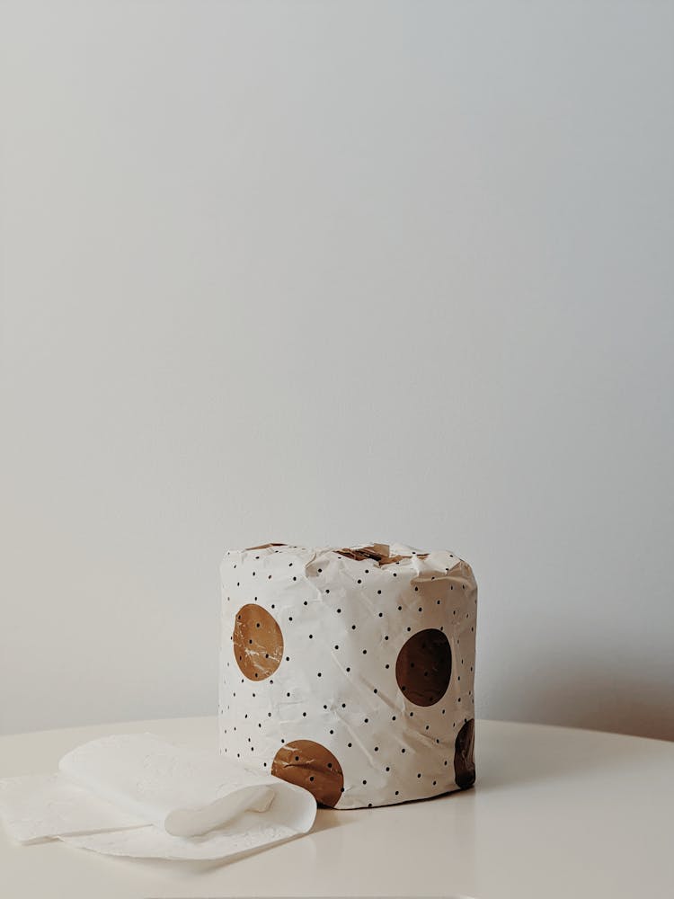 White And Brown Polka Dot Toilet Paper Packaging