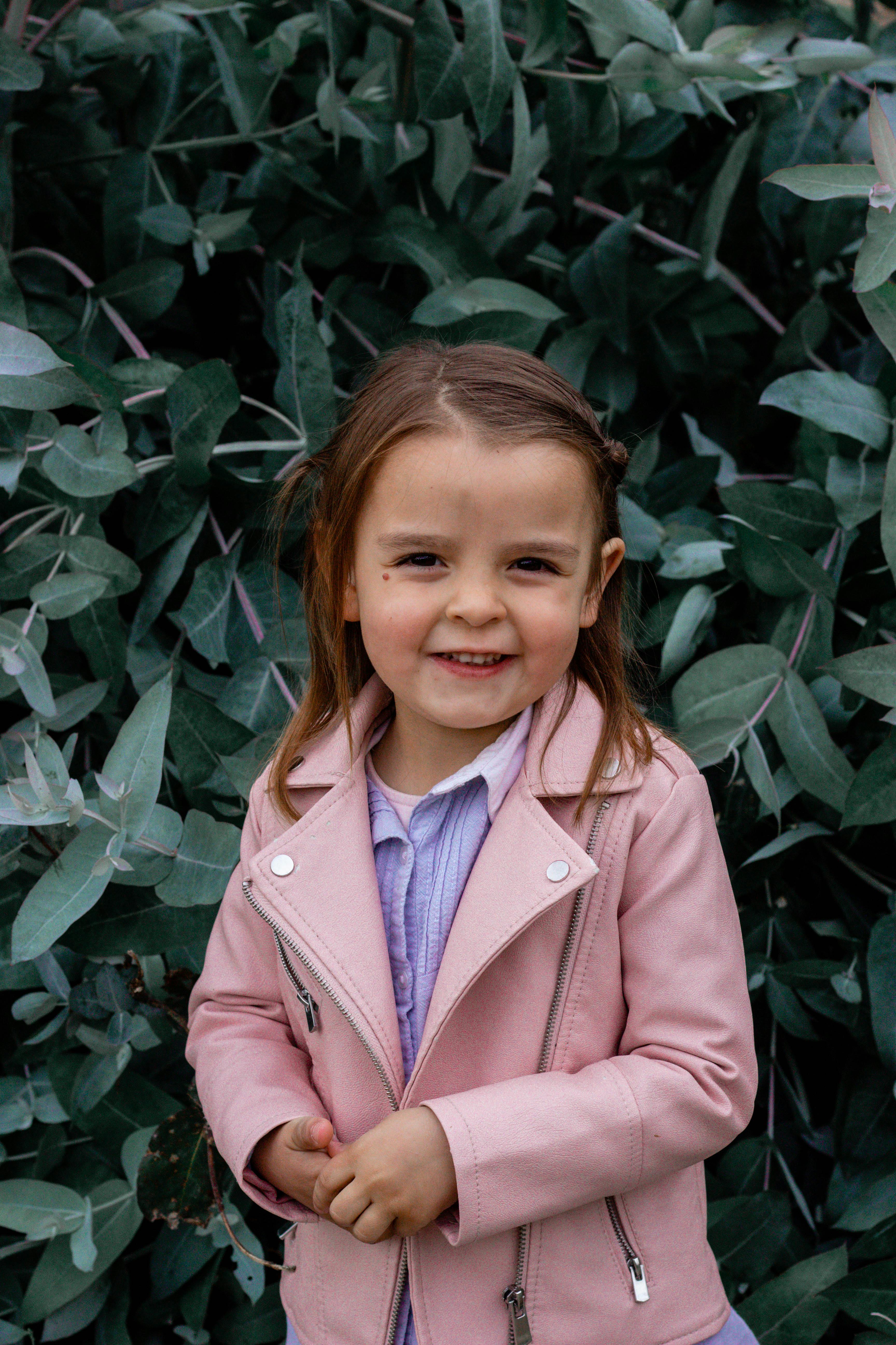 Pink leather jacket for baby shop girl