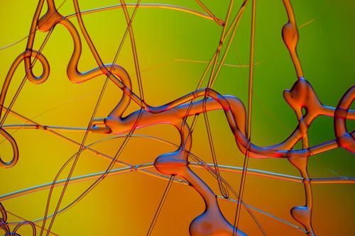 Free Vibrant abstract artwork featuring dynamic multicolored curves and fluid textures. Stock Photo