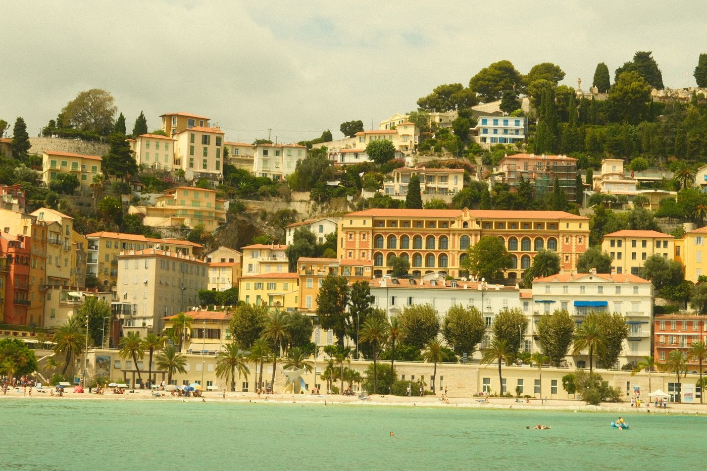 Coloured houses on the Menton seafront, France