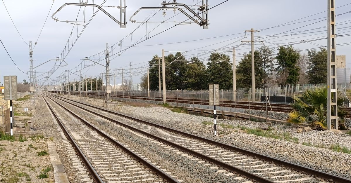 Scenic view of high-speed railway tracks in La Rinconada, Andalucía, Spain.