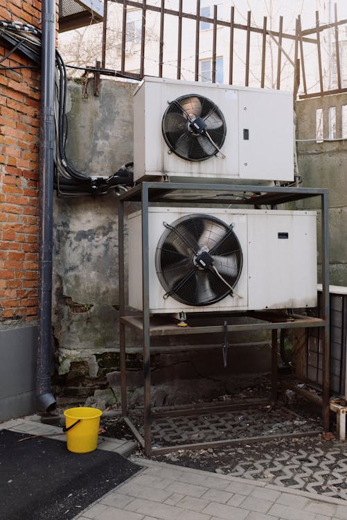 Free Black and White Industrial Air Conditioner Stock Photo