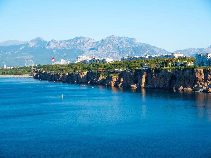 Antalya coastline with cliffs and ocean
