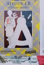 Colorful advertising street poster placed on wall on snowy winter desert street