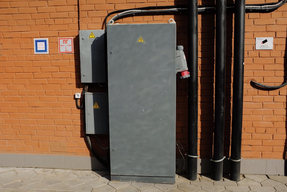 Free Industrial power cabinet installed on street Stock Photo