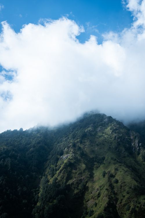 Free Majestic hills with clouds in Kareri, Himachal Pradesh, India. Stock Photo