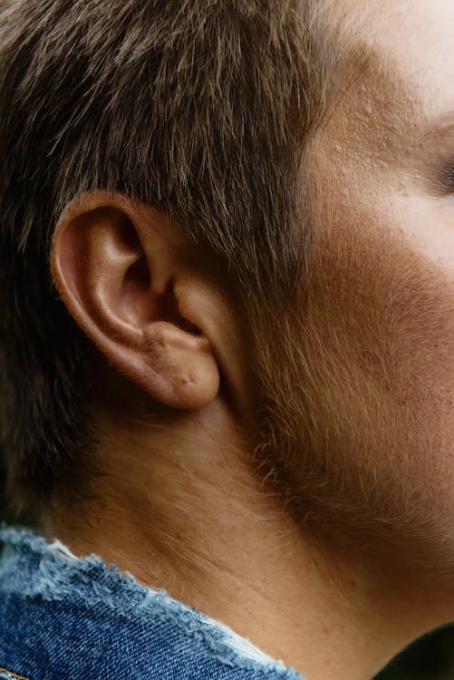 Free Person's Right Ear Stock Photo