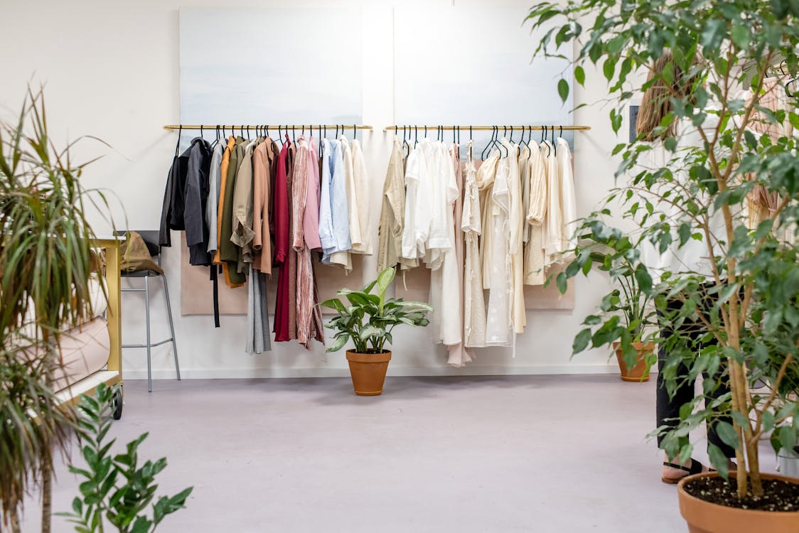 Clothes Hanged on Clothes Rack