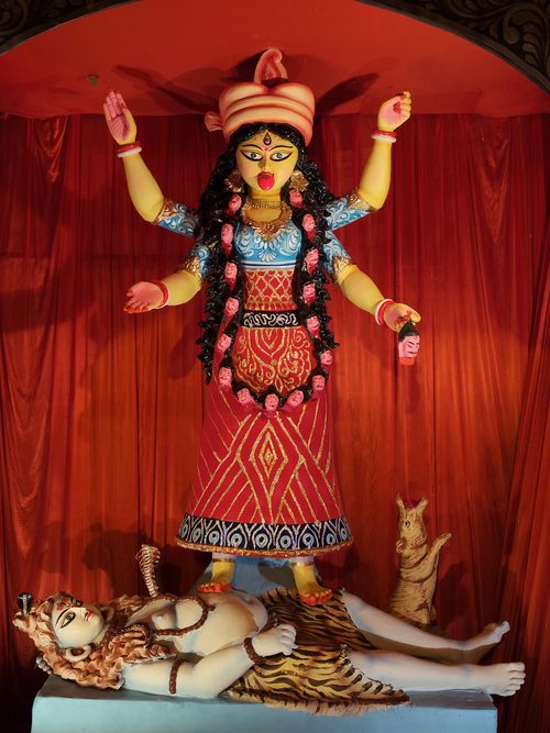 Free Intricate statue of Goddess Kali within a temple setting, rich with cultural symbolism. Stock Photo