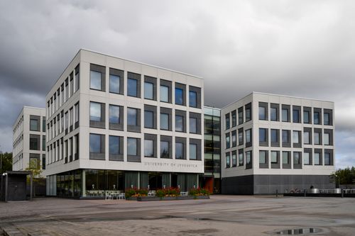 Free Contemporary facade of University of Jyväskylä with minimalist and Nordic design elements. Stock Photo