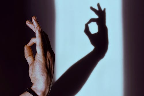 Persons Hand on White Wall