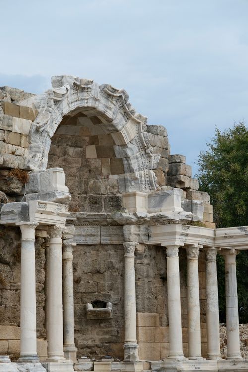 Free Explore the ancient Roman ruins of Side, Turkey, showcasing classical architecture. Stock Photo