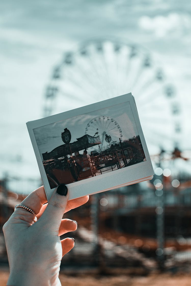 Person Holding Photo Of Amusement Park