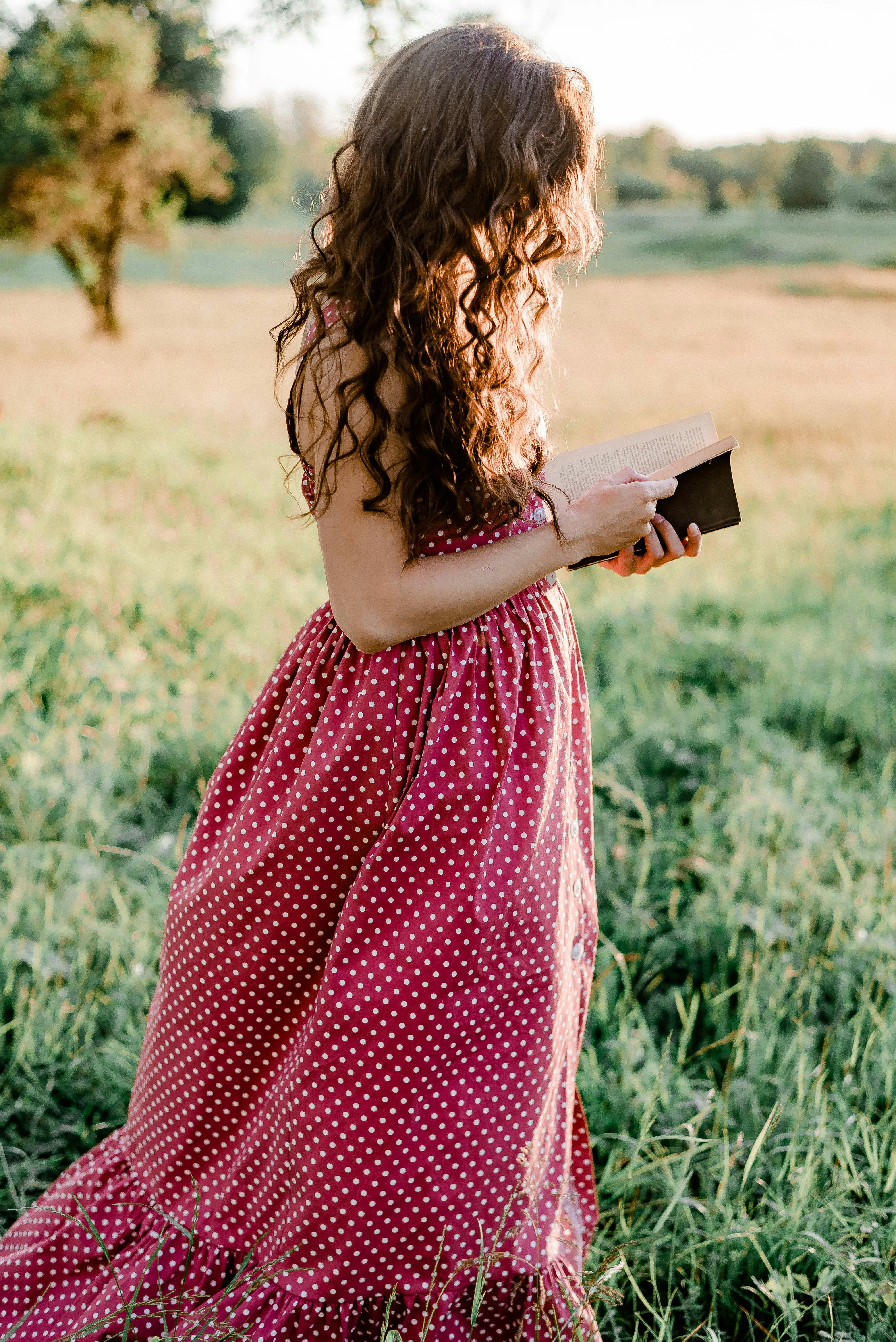 girls red spotty dress