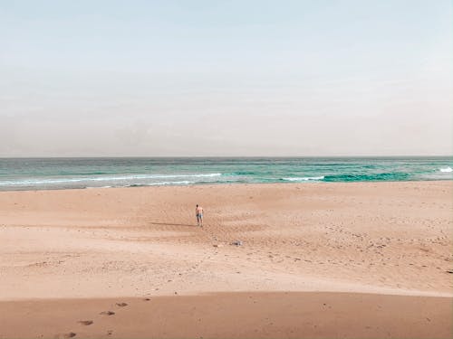 Person Walking on Beach