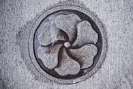 Art engraving representing flower petals in pond