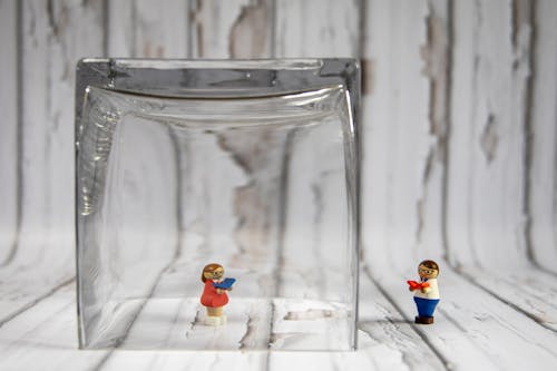 Free Lego Toy in Clear Glass Container Stock Photo