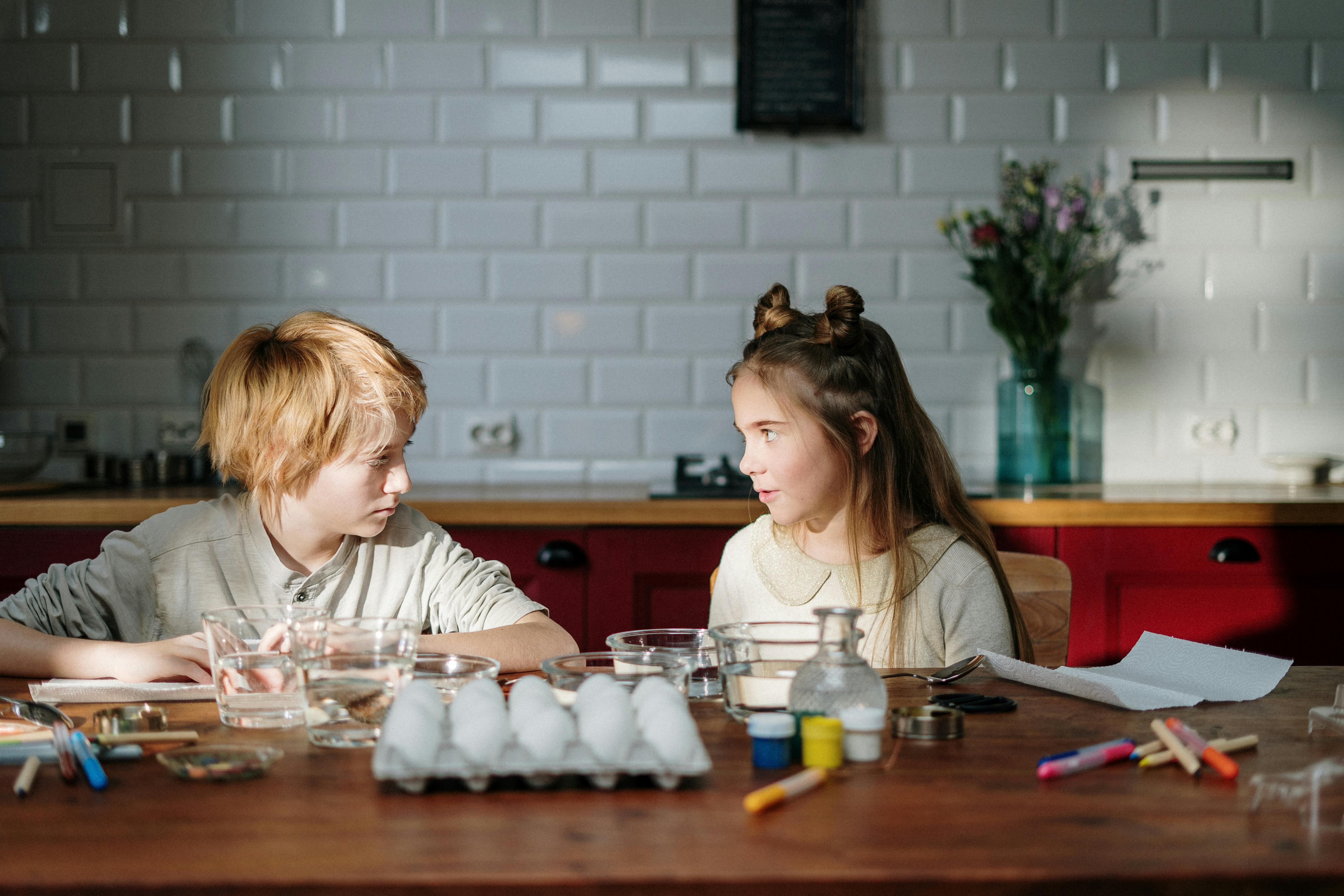 Kids Making DIY Easter Eggs · Free Stock Photo