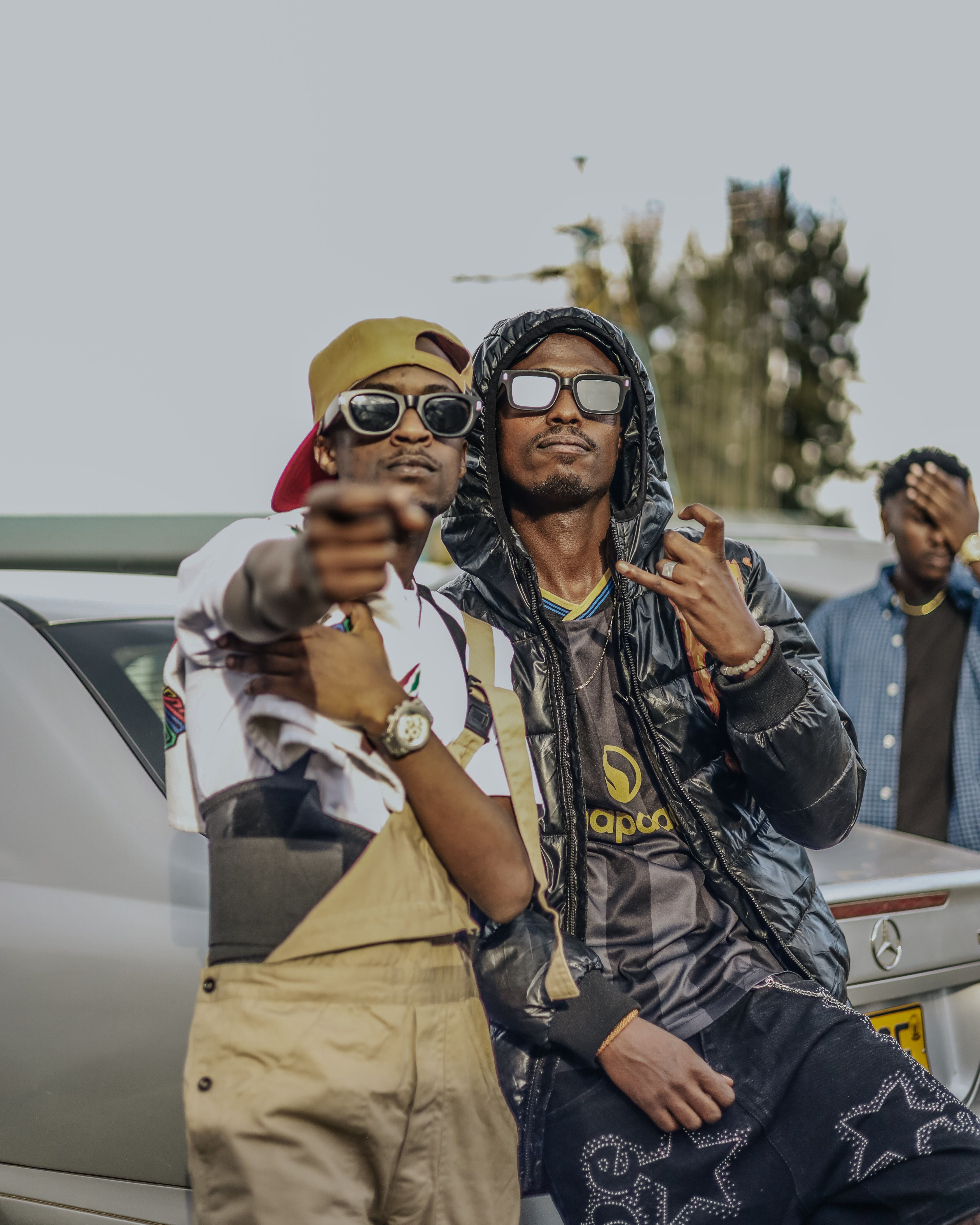 Group of friends embraces hip hop street culture with style and confidence.