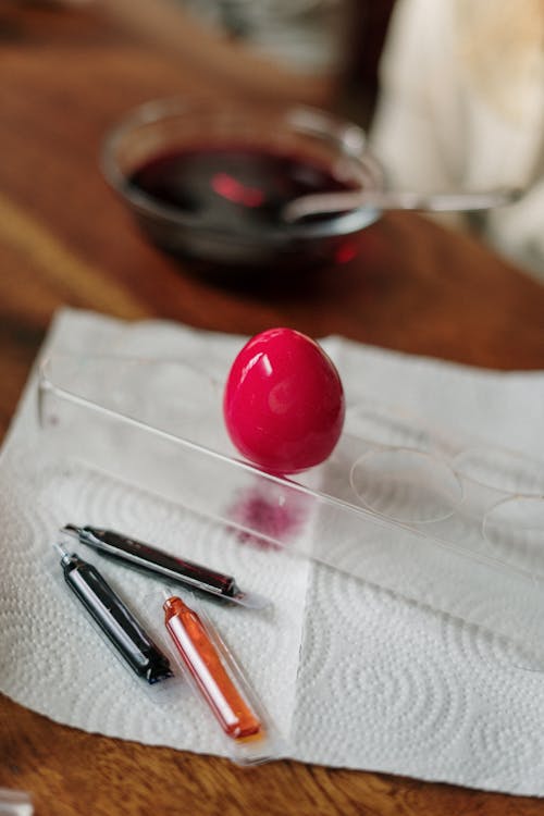 Drying Red Easter Egg