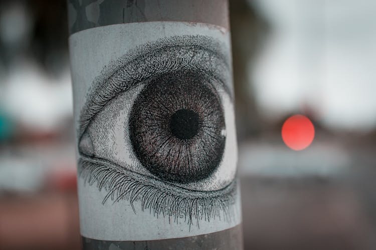 Painting Of An Eye On A Concrete Pole