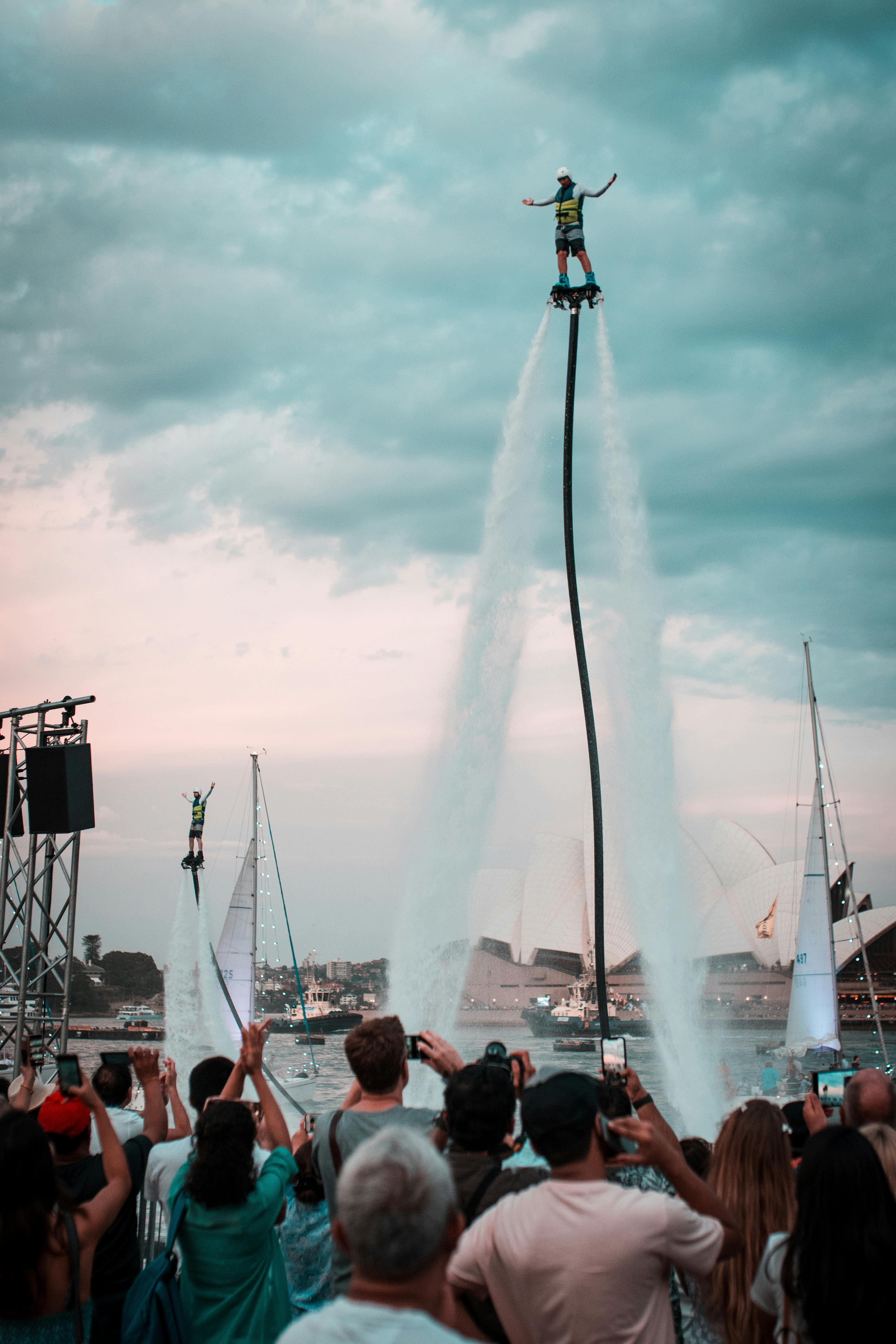 audience watching people on flyboards