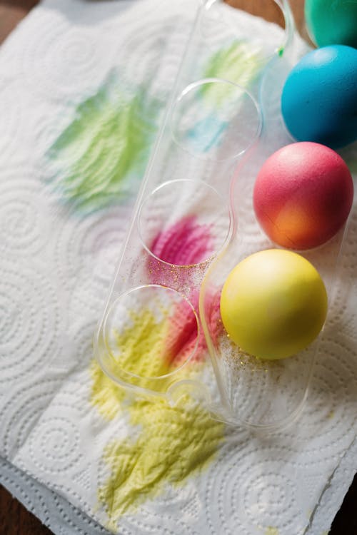 Yellow and Pink Balloons on White Textile