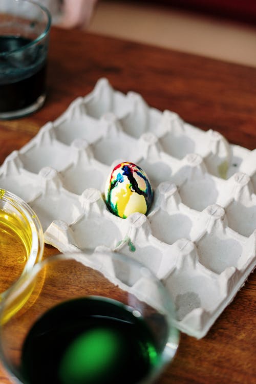 계란, 계란 트레이, 넥타이 염료의 무료 스톡 사진