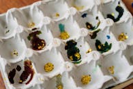 这款创意鸡蛋盒采用彩色油漆和闪光设计，非常适合复活节装饰和手工制作