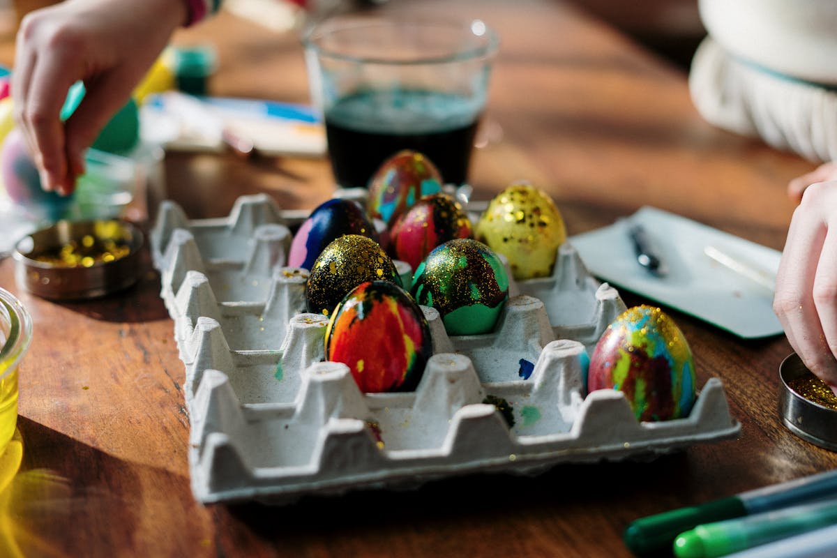 Colorful Easter Eggs with Glitters