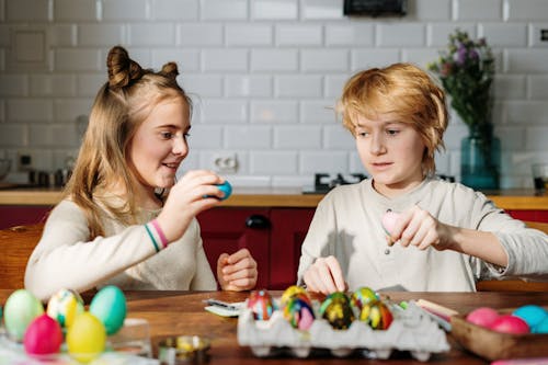 Kids Having Fun With Easter Eggs