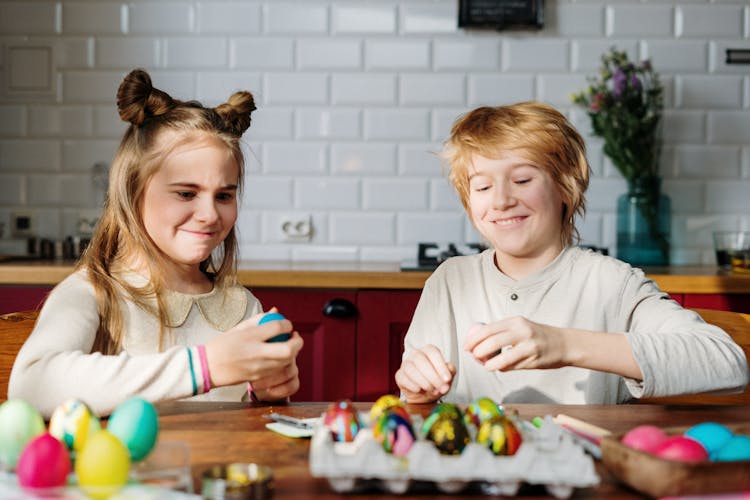 Kids Playing With Easter Eggs