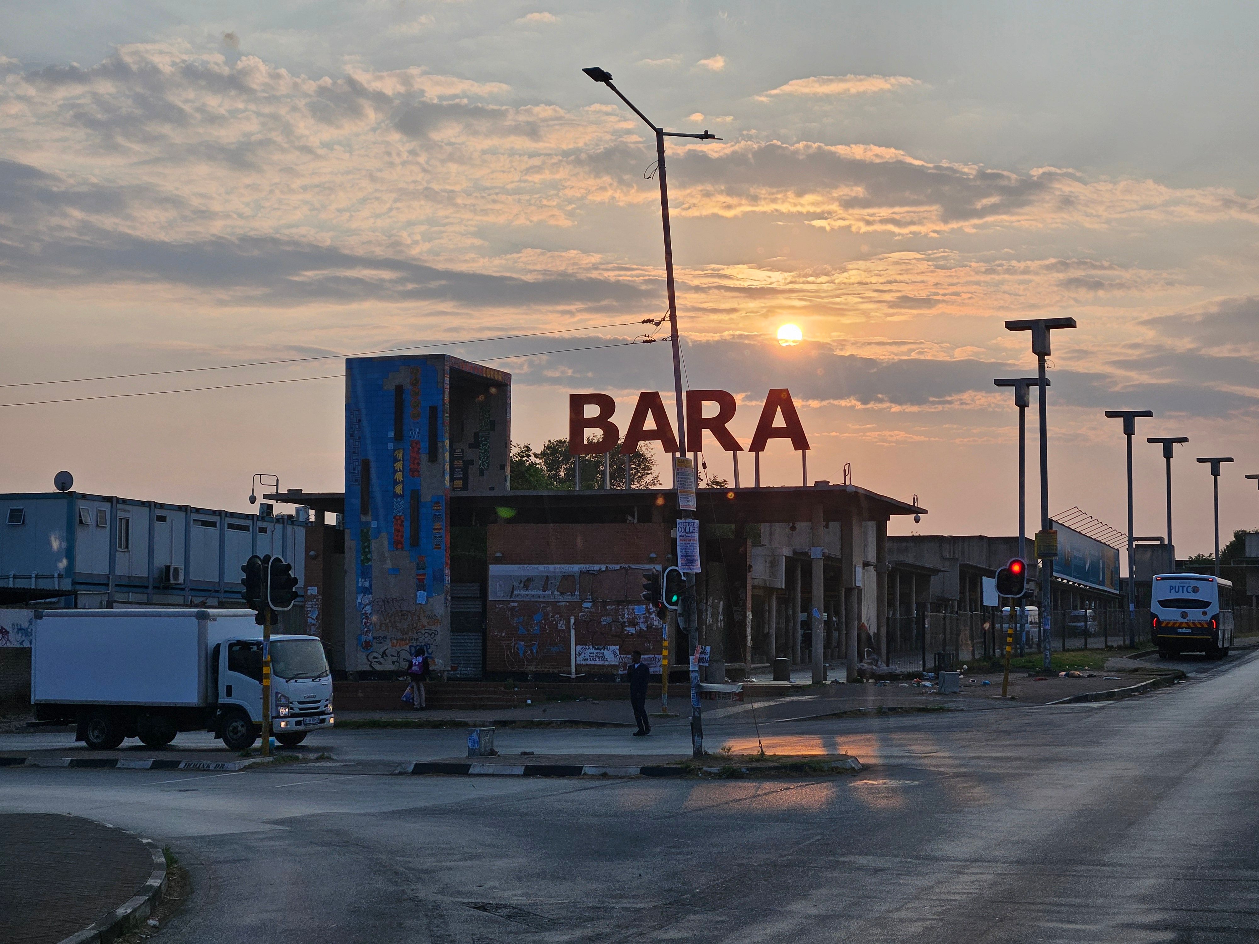 A scenic view of the BARA area in Diepkloof, South Africa during sunset.