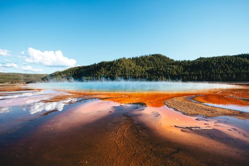 Free Captivating view of Grand Prismatic Spring's vibrant colors in Yellowstone National Park. Stock Photo