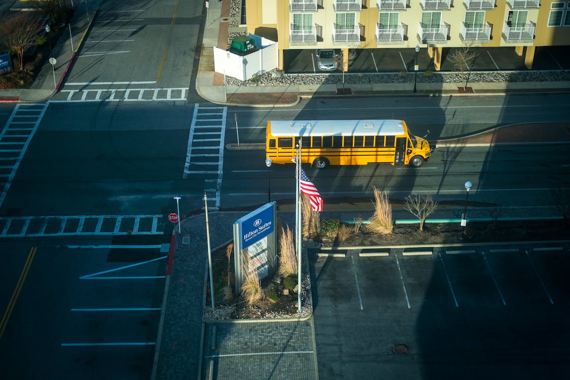 Yellow Bus On Road