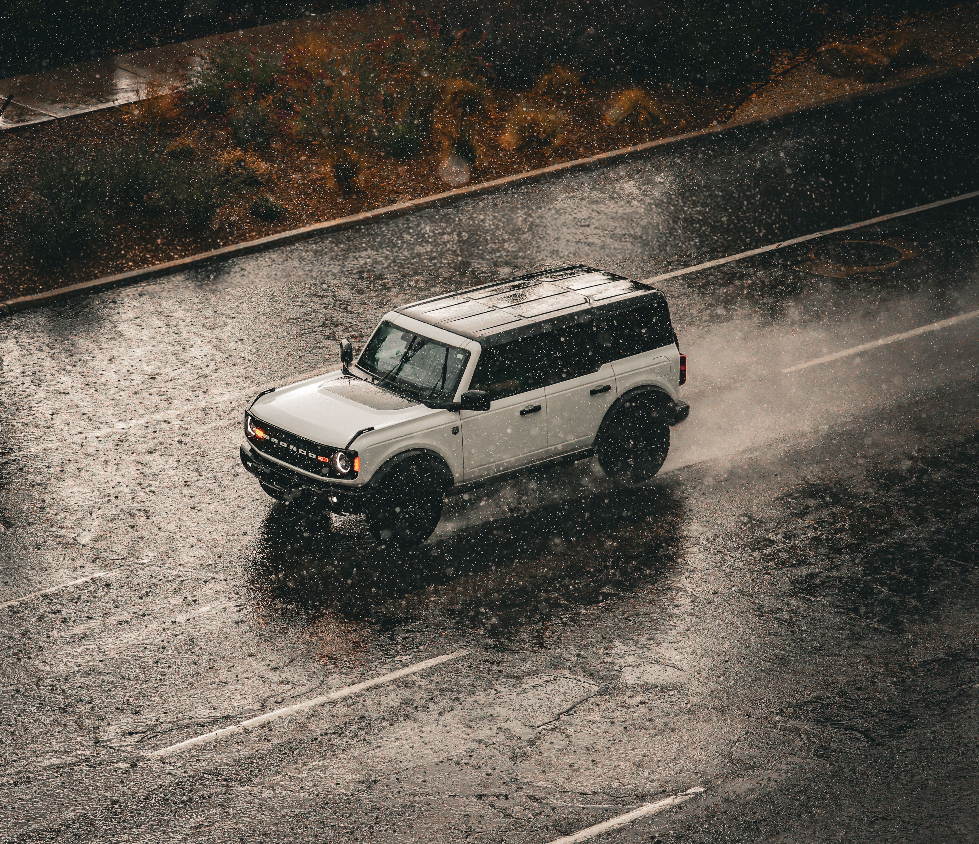 SUV driving in challenging conditions
