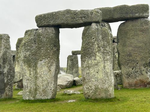 Free A detailed view of the iconic Stonehenge in England, showcasing its massive stone structure and historical significance. Stock Photo