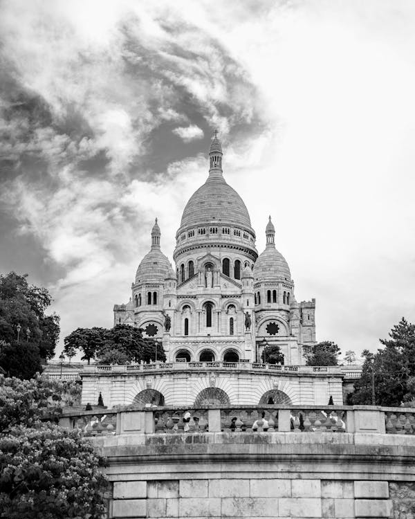 Grayscale Photo Of A Church