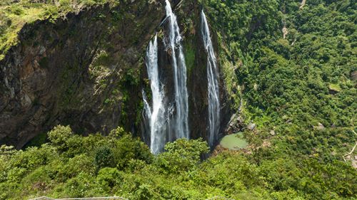 Free Breathtaking view of Jog Falls amidst lush greenery, showcasing cascading waters. Stock Photo