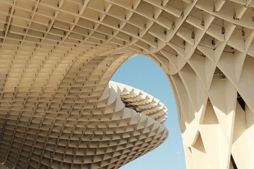Free Captivating view of the geometric architecture of Metropol Parasol in Seville. Stock Photo