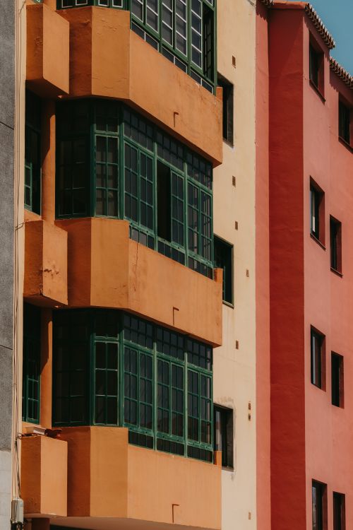 Free Bright and geometric architecture showcasing vibrant colors and modern design in San Sebastián de La Gomera, Canary Islands, Spain. Stock Photo