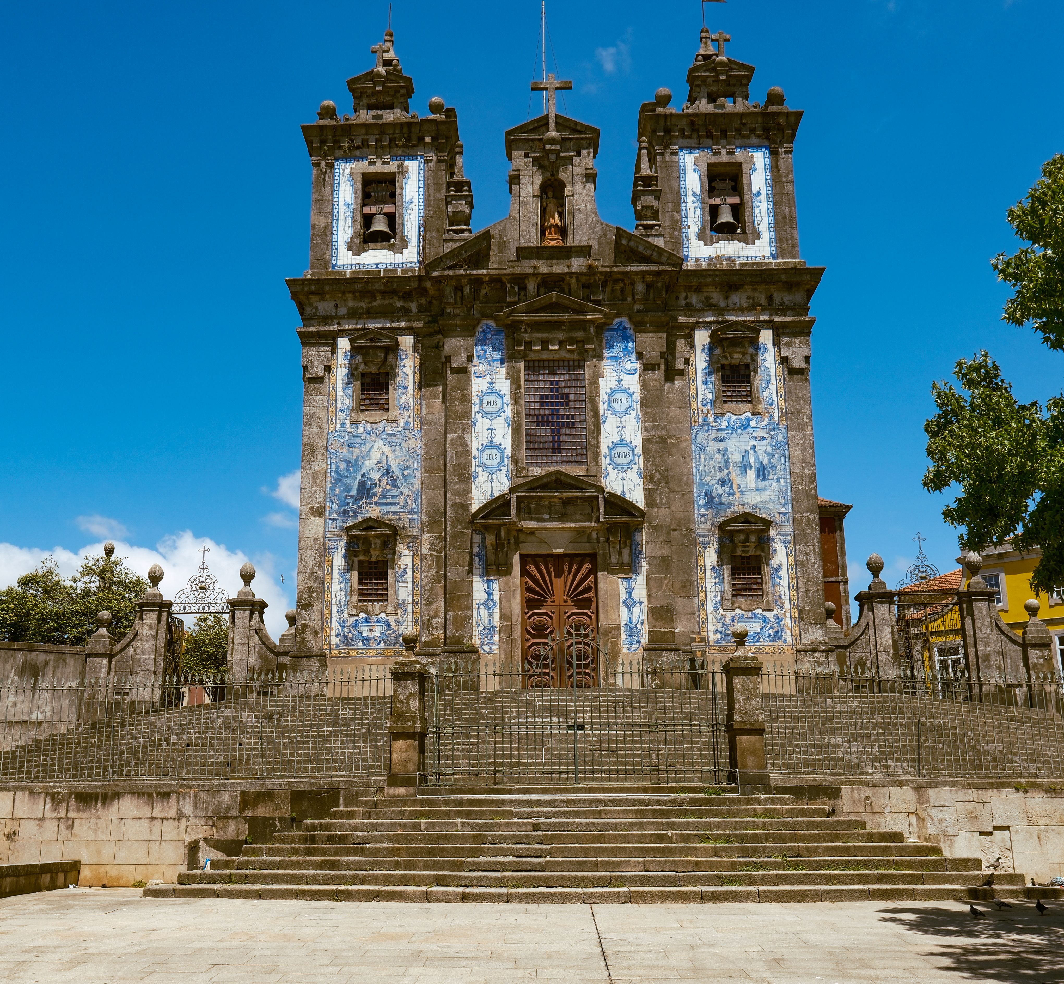 Historic Igreja de Santo Ildefonso with iconic blue tiles in Porto, Portugal.