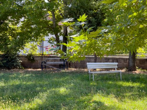 Free Tranquil scene of a park in Elazığ, Türkiye with benches and lush greenery. Stock Photo