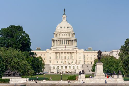 Free The iconic United States Capitol Building in Washington D.C. on a clear day. Stock Photo